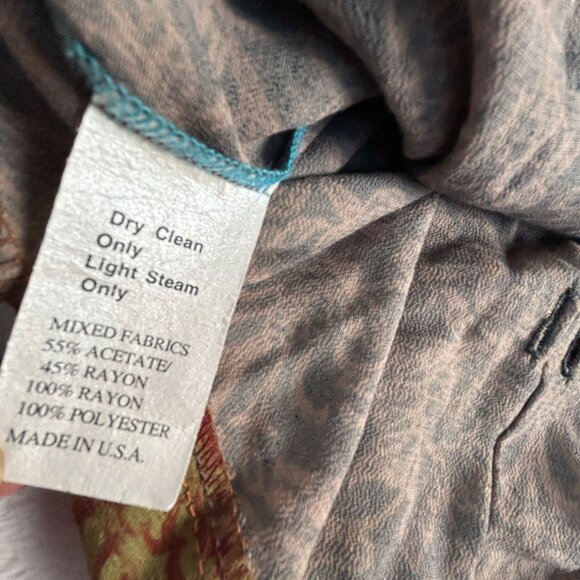 Nothing Matches Womens Mixed Fabric Wrap Tie-Front Top Size 1 Blue Floral Boho - Picture 4 of 8